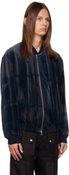 JiyongKim Navy Sun-Bleached Bomber Jacket