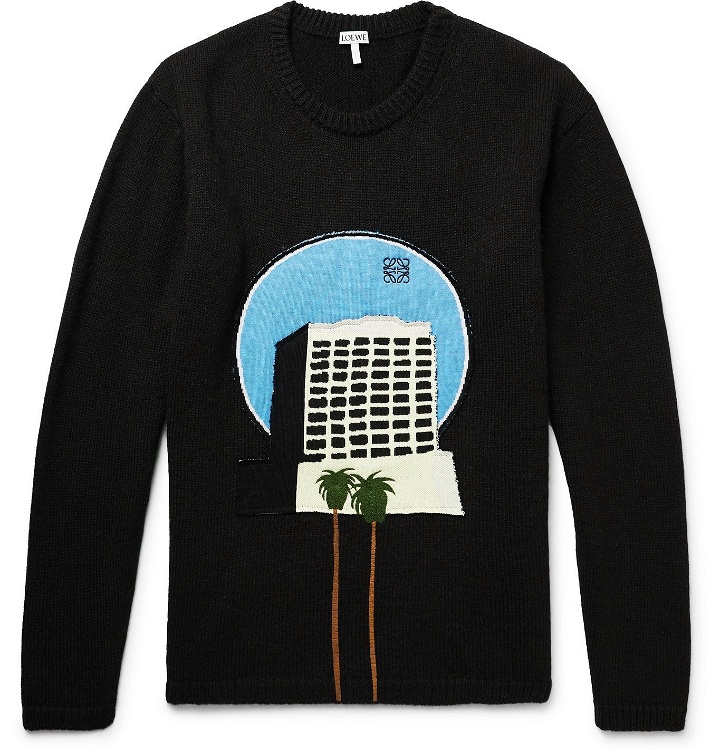 Photo: Loewe - Ken Price L.A. Series Embroidered Appliquéd Knitted Sweater - Black