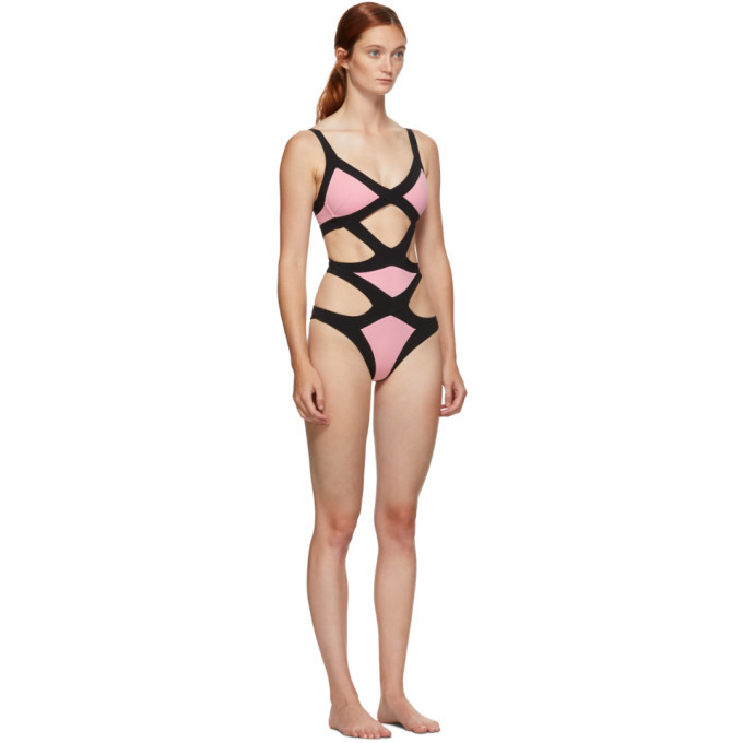 Agent Provocateur Pink and Black Mazzy One-Piece Swimsuit Agent