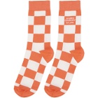 Opening Ceremony White and Pink Check Box Logo Socks