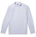 Rubinacci - Grandad-Collar Striped Linen Shirt - Light blue