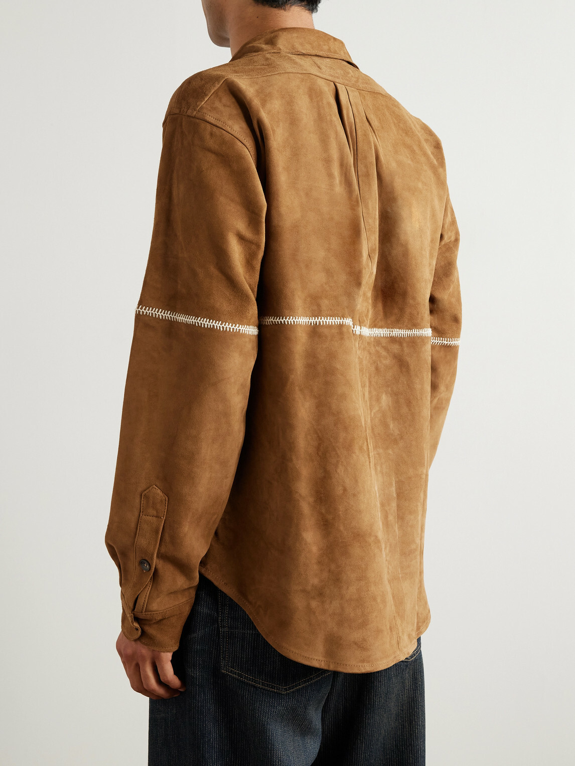 Kartik Research - Rabari Embroidered Suede Jacket - Brown