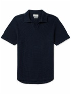 Oliver Spencer - Austell Waffle-Knit Organic Cotton-Blend Polo Shirt - Blue