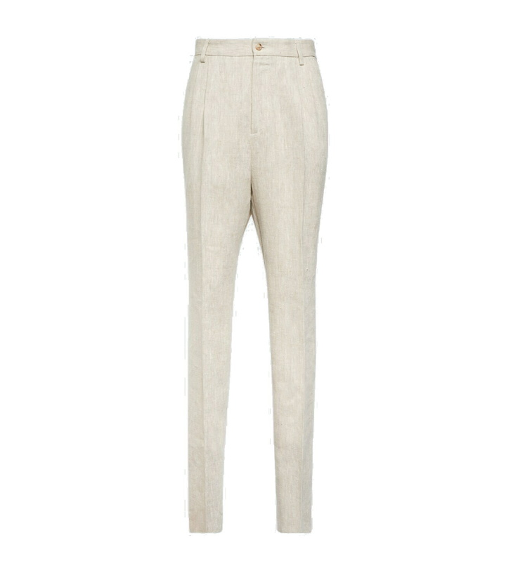 Photo: Dolce&Gabbana - High-rise slim linen pants