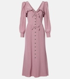 Alessandra Rich Polka-dot ruffled silk midi dress