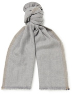 BRUNELLO CUCINELLI - Fringed Striped Wool and Cashmere-Blend Scarf