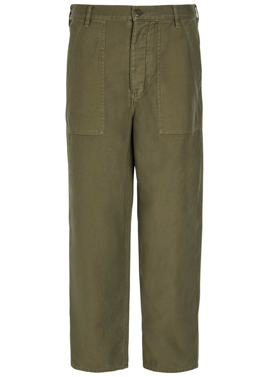 Nili Lotan Earl Straight-leg Cotton Trousers Olive