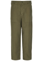Nili Lotan Earl Straight-leg Cotton Trousers Olive