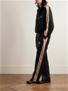 Rhude - Straight-Leg Logo-Embroidered Striped Velvet Sweatpants - Black