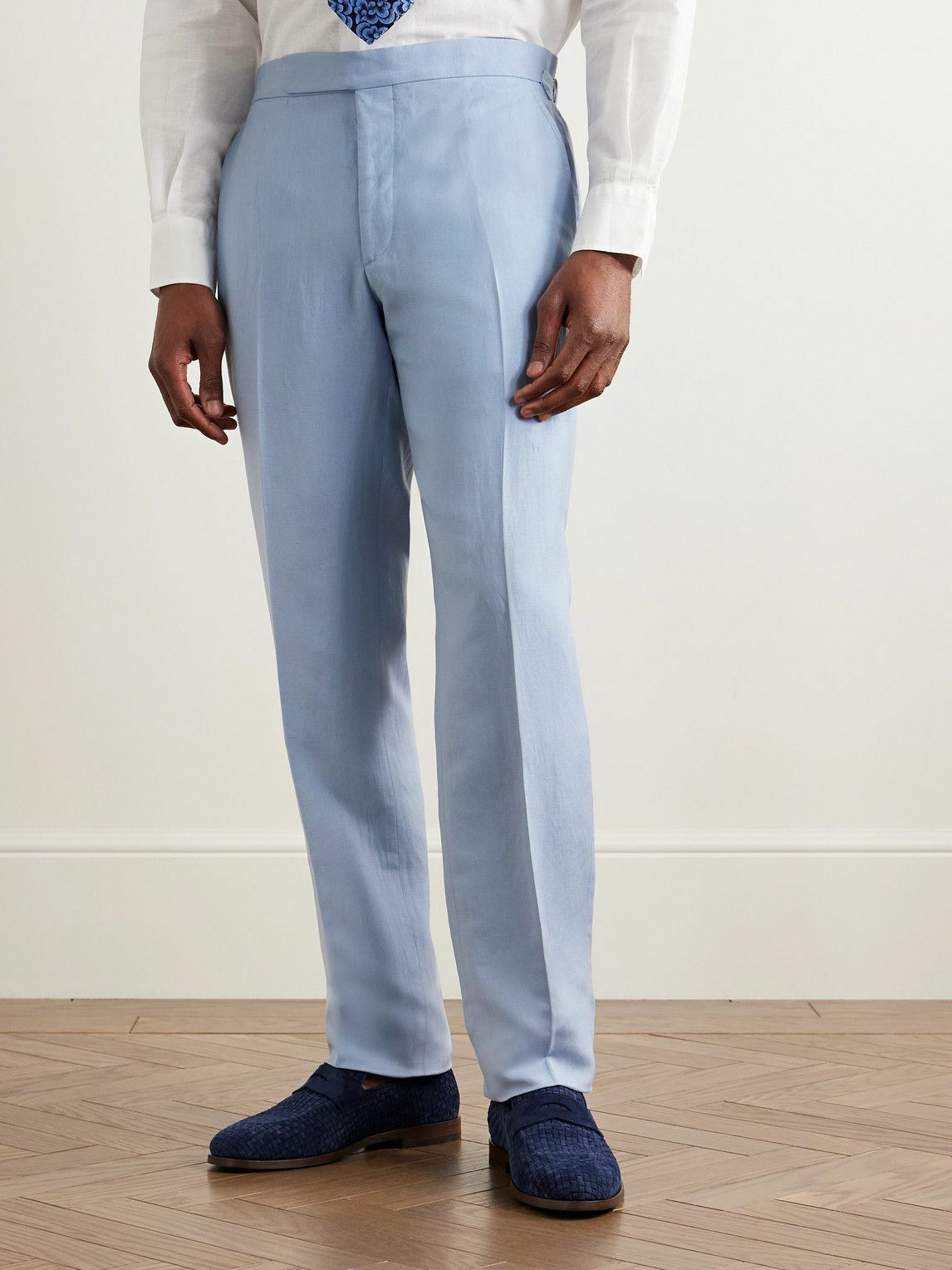 Ralph Lauren Purple label - Gregory Straight-Leg Silk and Linen-Blend Suit Trousers - Blue