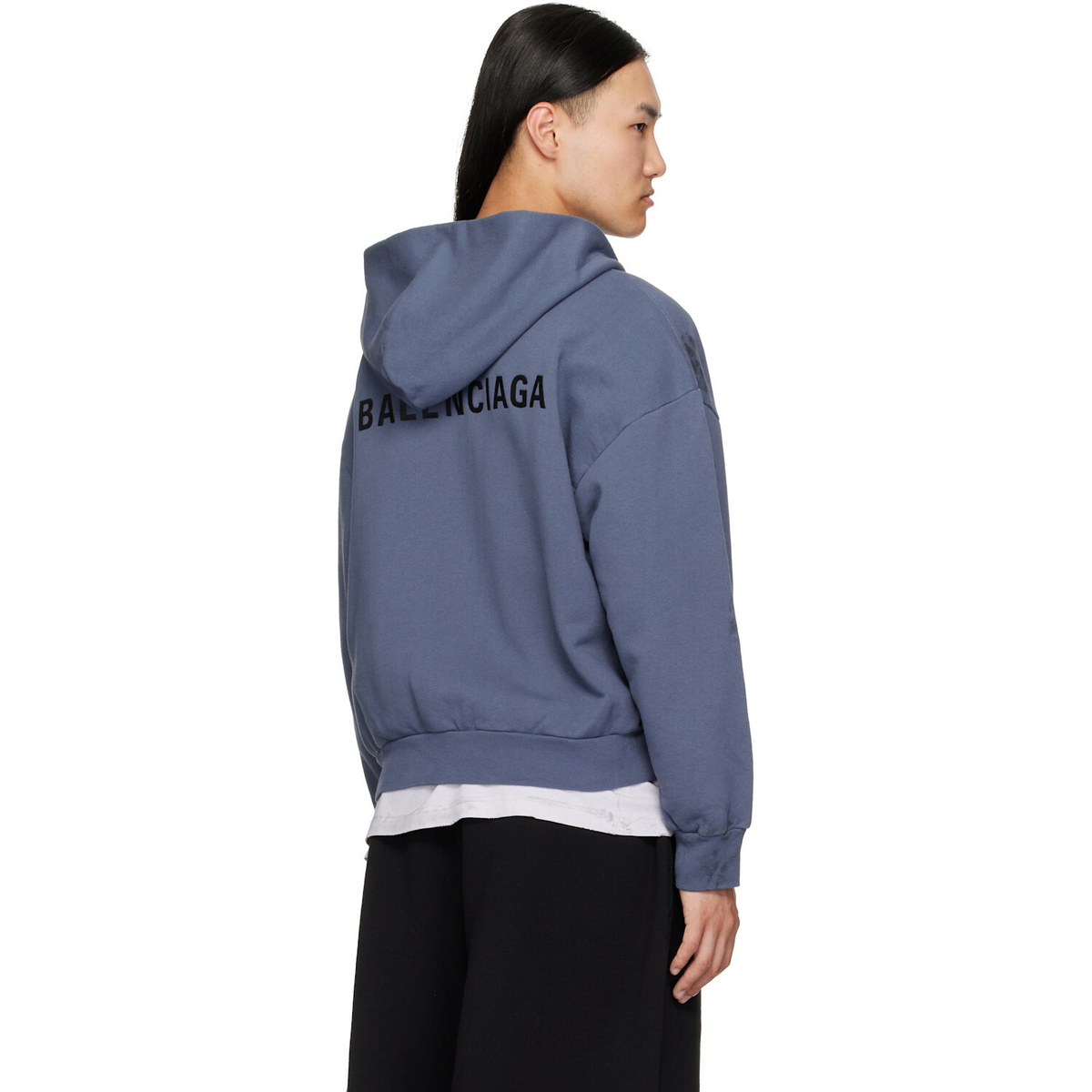 Balenciaga Blue Stained Zip-Up Hoodie