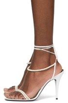 Saint Laurent White Pearl Luna 95 Sandals