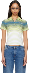 Casablanca Green & White Bourgeois Striped Short Sleeve Polo
