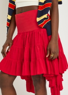 JW Anderson Ruffle Asymmetric Silk and Cotton-blend Skirt Red