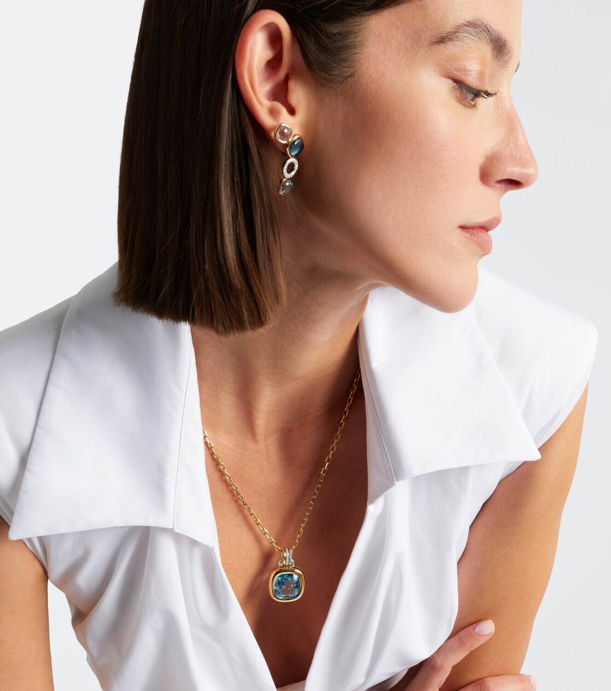 David Yurman DY Mercer® 18kt gold and sterling silver pendant with topaz and diamonds