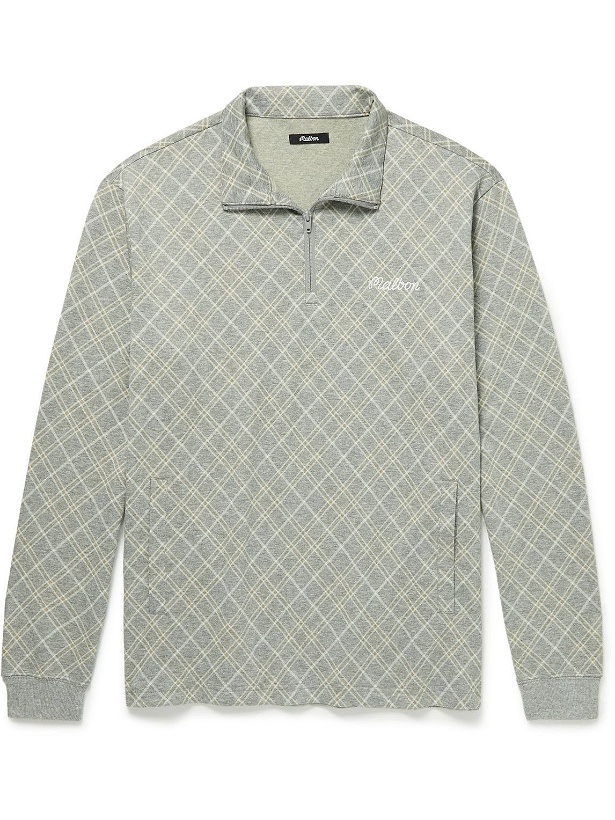 Photo: Malbon Golf - Logo-Embroidered Argyle Jersey Half-Zip Golf Sweatshirt - Gray