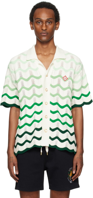 Photo: Casablanca White & Green Wavy Gradient Shirt