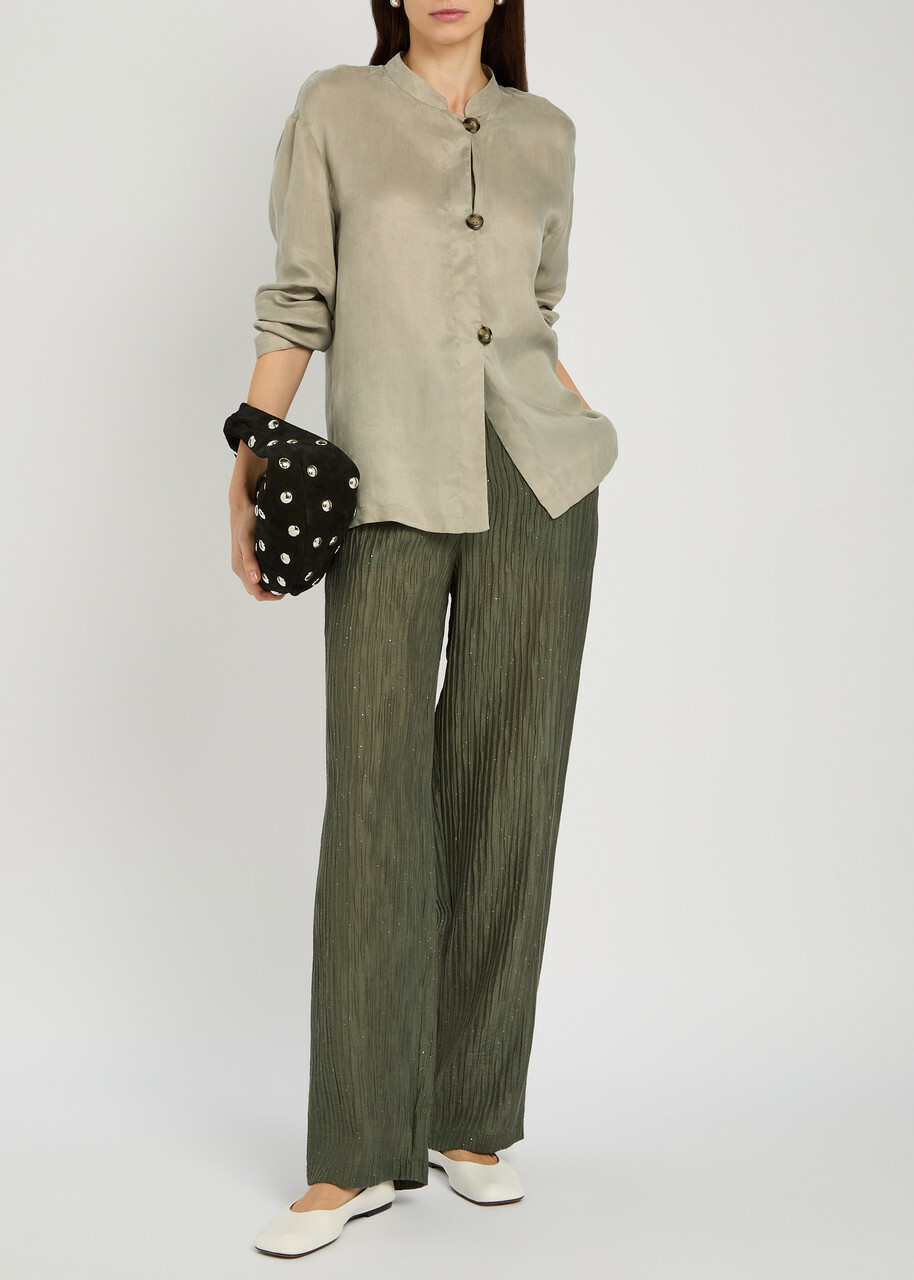 Emporio Armani Stand-collar Lyocell Shirt Grey