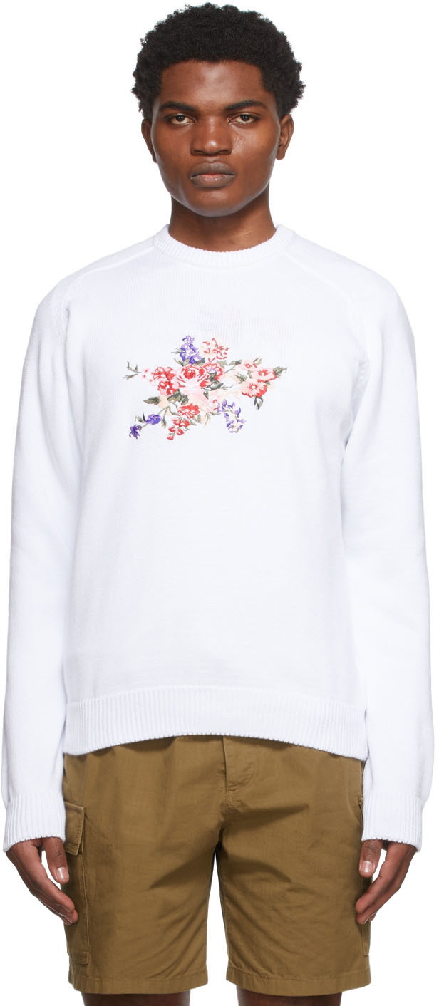 Noah Grey Intarsia Flower Sweater Noah NYC