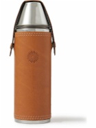 Purdey - Debossed Leather and Stainless Steel Flask Set