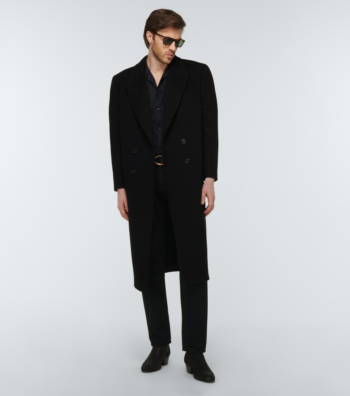 SAINT LAURENT Size 0 Mustard Wool Cashmere Double Breasted Jacket