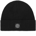 Stone Island Men's Wool Patch Beanie Hat in Black