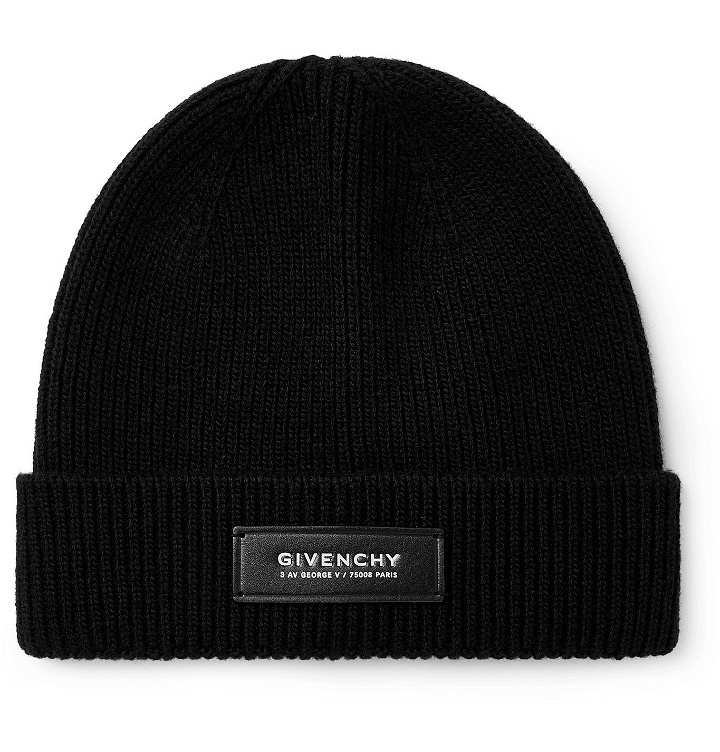 Photo: GIVENCHY - Leather-Trimmed Wool and Cashmere-Blend Beanie - Black