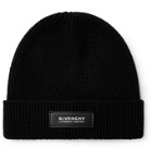 GIVENCHY - Leather-Trimmed Wool and Cashmere-Blend Beanie - Black