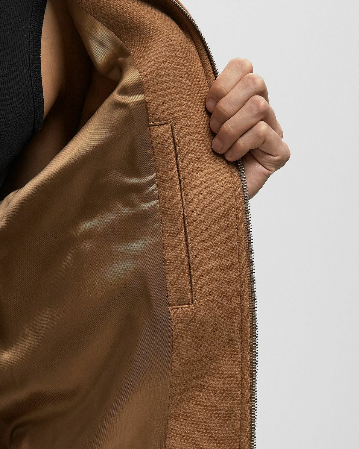 Maison Kitsune SHEARLING COLLAR JACKET Brown Mens Bomber Jacket