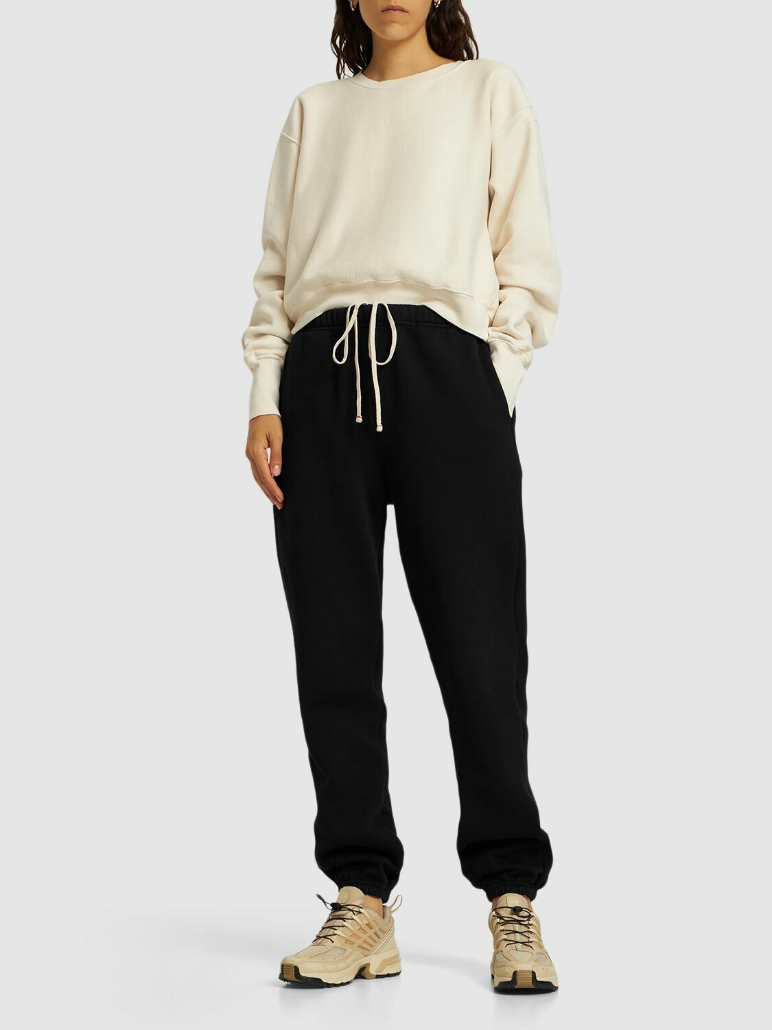 LES TIEN Cropped Cotton Sweatshirt