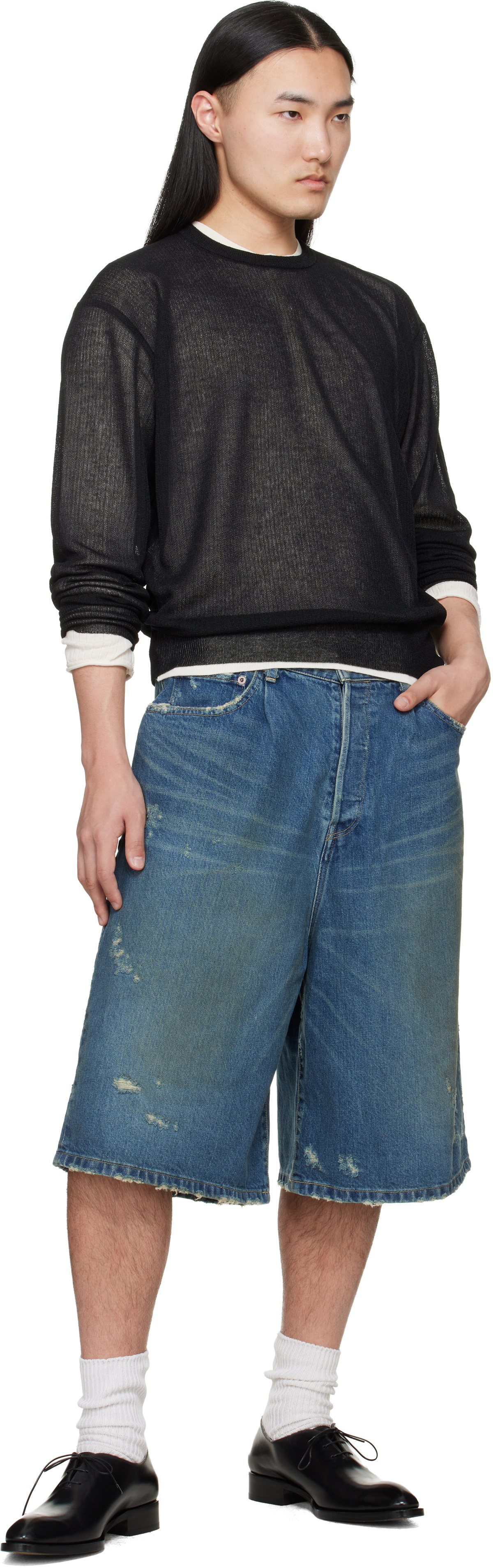ssstein Black Knit Crew Neck LS Sweater
