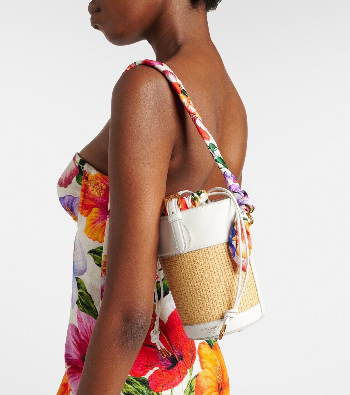 Dolce&Gabbana Secchiello Small raffia bucket bag