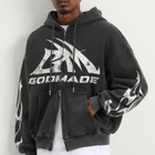 God Made Men's GM Logo Zip Hoodie in Washed Grey