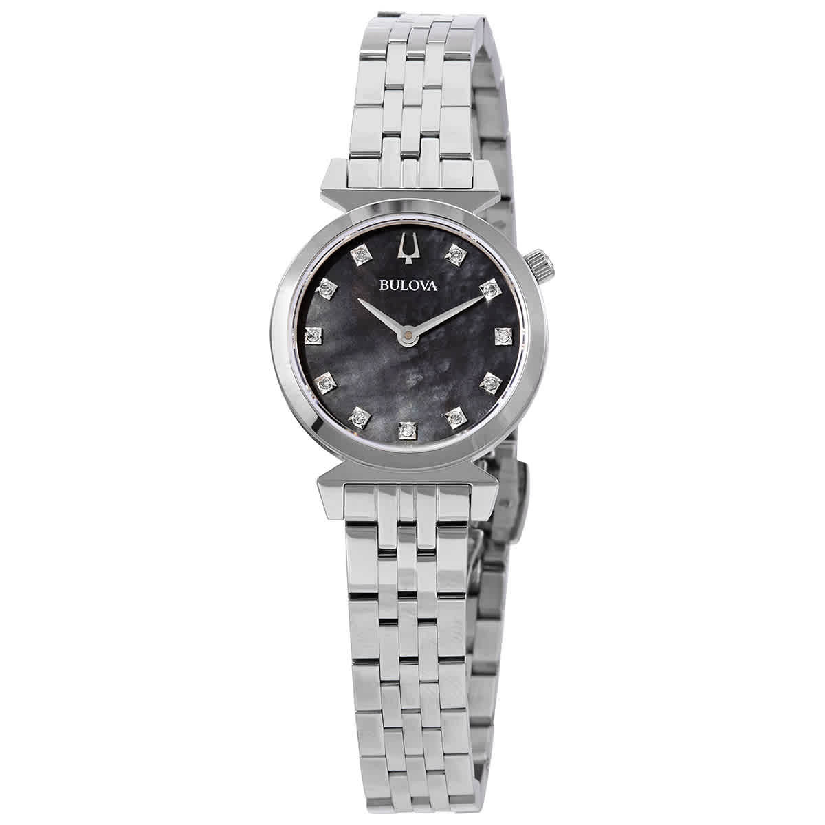 Bulova Regatta Diamond Black Mother of Pearl Dial Ladies Watch 96P221 ...