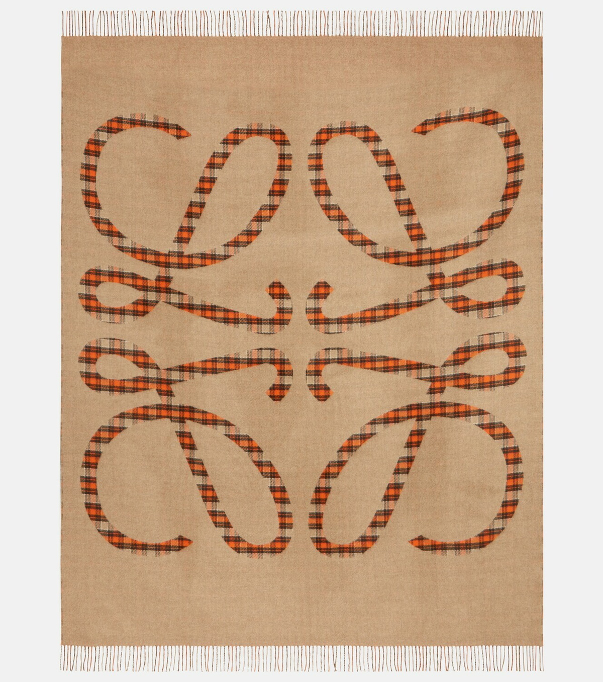 Loewe Anagram checked wool and cashmere blanket