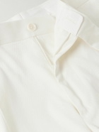 De Petrillo - Slim-Fit Straight-Leg Pleated Cotton-Blend Shorts - White