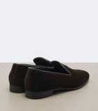 The Row Marc leather-trimmed velvet loafers