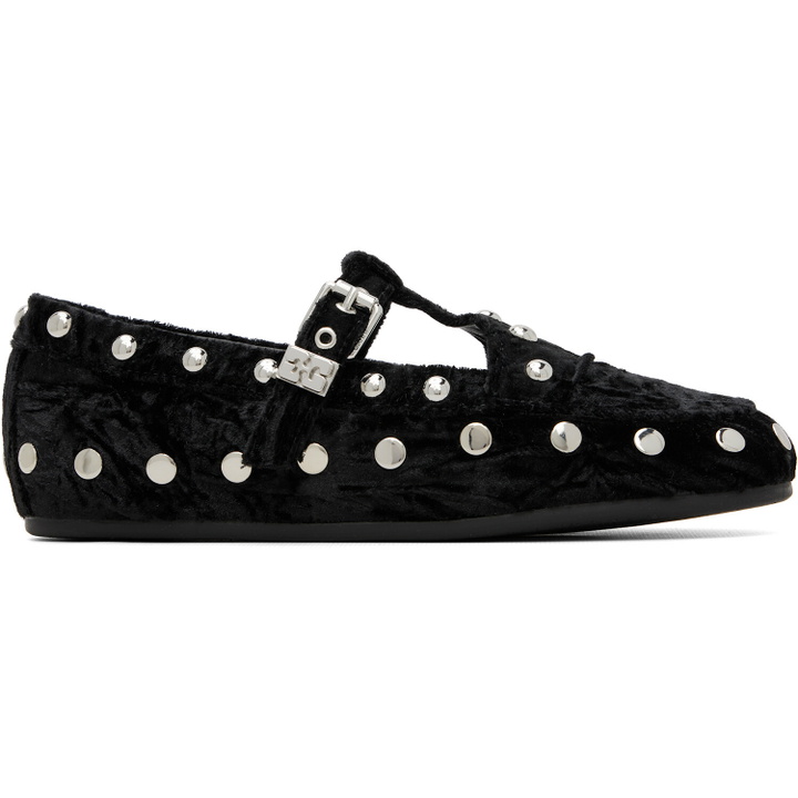 Photo: GANNI Black Mary Jenny Velvet Flats