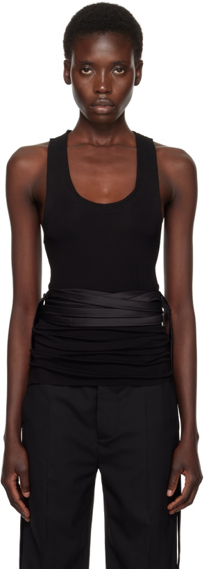 Photo: AARON ESH Black Satin Tie Vest
