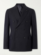 Lardini - Double-Breasted Pintriped Wool Suit Jacket - Blue