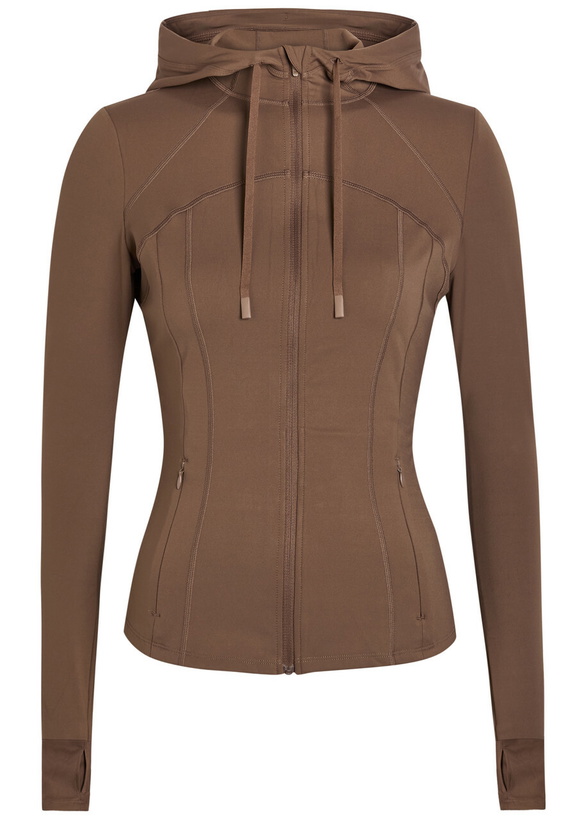 Photo: Tala Skinluxe Hooded Stretch-jersey Running Jacket Brown