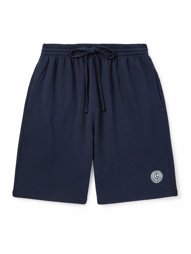 Photo: DISTRICT VISION - Straight-Leg Logo-Appliquéd Cotton-Jersey Shorts - Blue