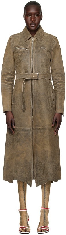 Photo: Diesel Taupe L-Lamin Leather Jacket