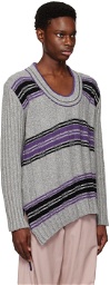 Kiko Kostadinov Gray & Purple Brutus Sweater