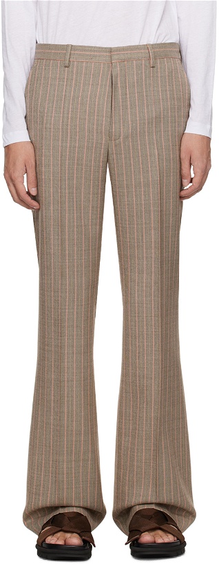 Photo: Dries Van Noten Brown Slim-Fit Trousers