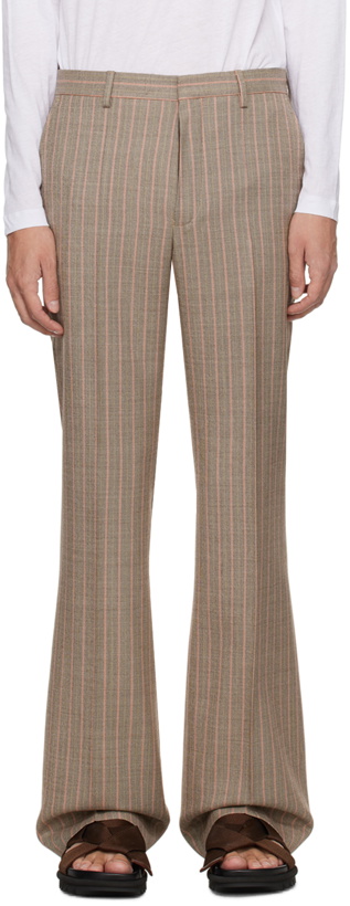 Photo: Dries Van Noten Brown Slim-Fit Trousers