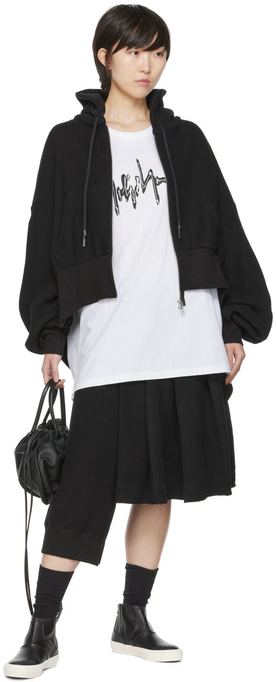 Regulation Yohji Yamamoto Black R-Uneven Hoodie
