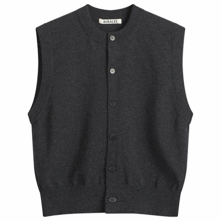 Photo: Auralee Women's High Twist Wool Knit Vest in Charcoal