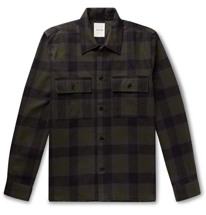Photo: Wood Wood - Franco Checked Organic Cotton-Flannel Shirt Jacket - Green