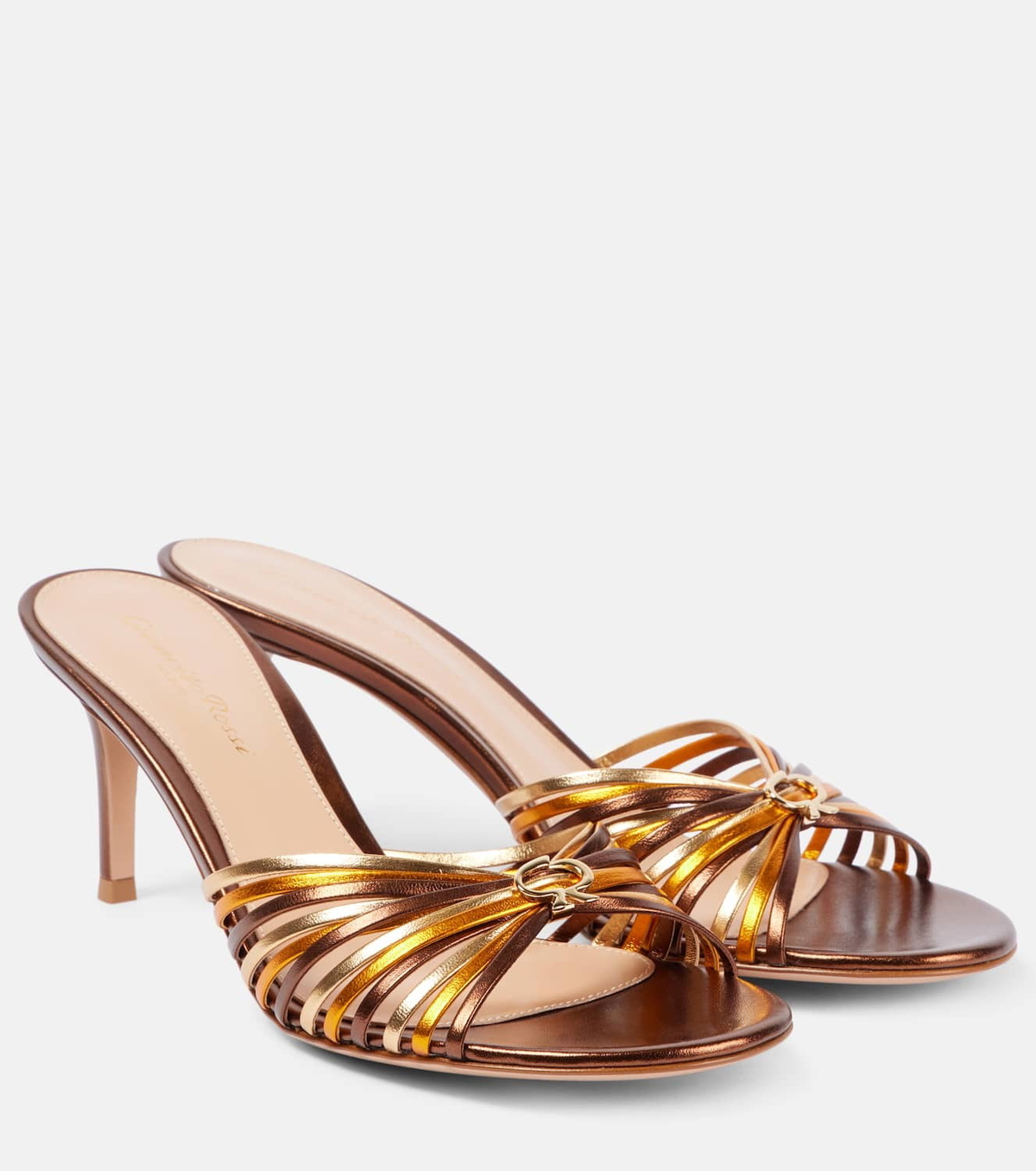 Gianvito Rossi Vyna metallic leather mules